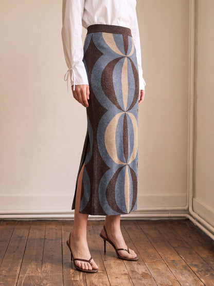 Falda de jacquard en lurex azul