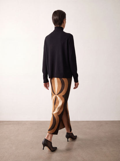 Falda de jacquard en lurex dorado