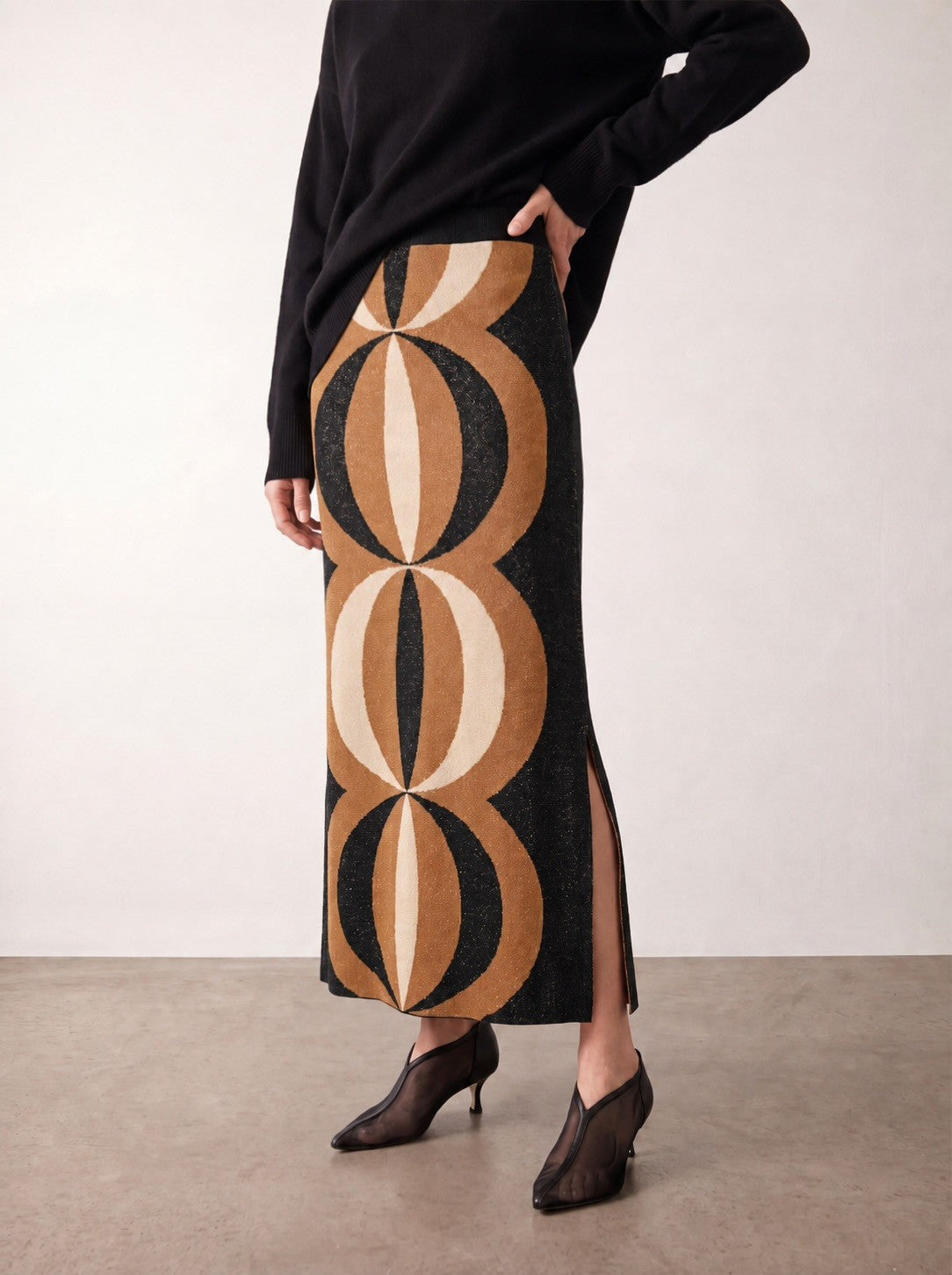 Falda de jacquard en lurex dorado