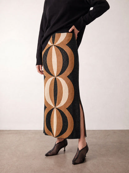 Falda de jacquard en lurex dorado