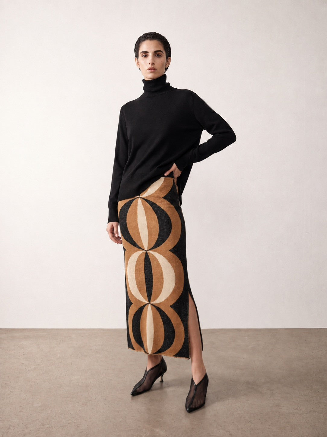 Falda de jacquard en lurex dorado