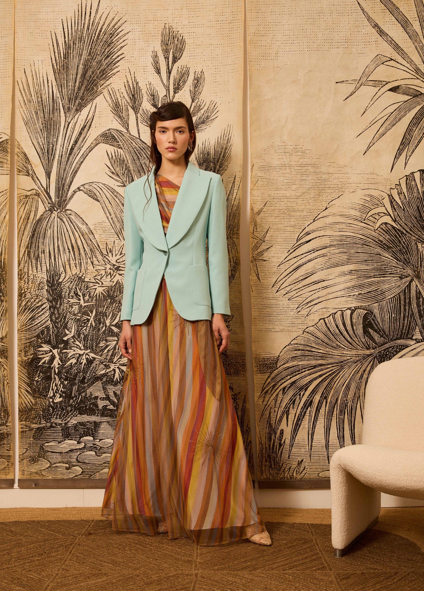 Falda de tul de rayas