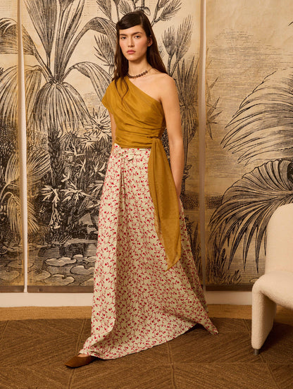 Falda verde agua bordada