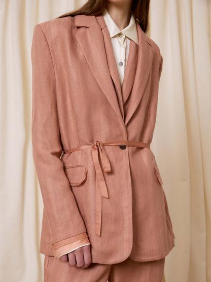 Blazer de lino rosa