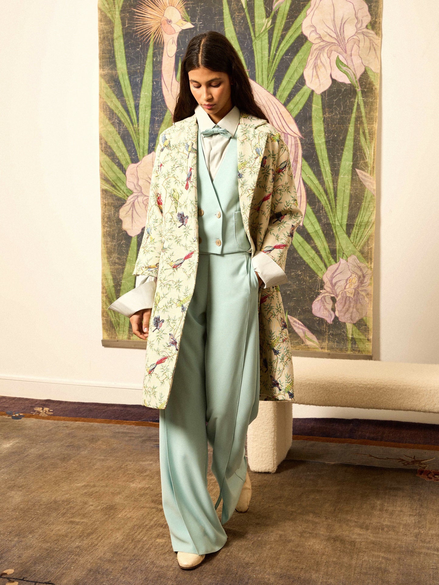 Pantalón crep celeste