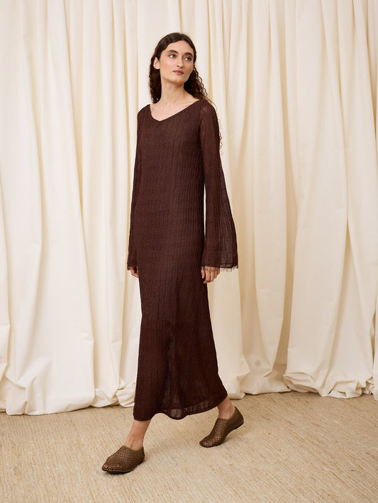 Vestido midi lurex chocolate