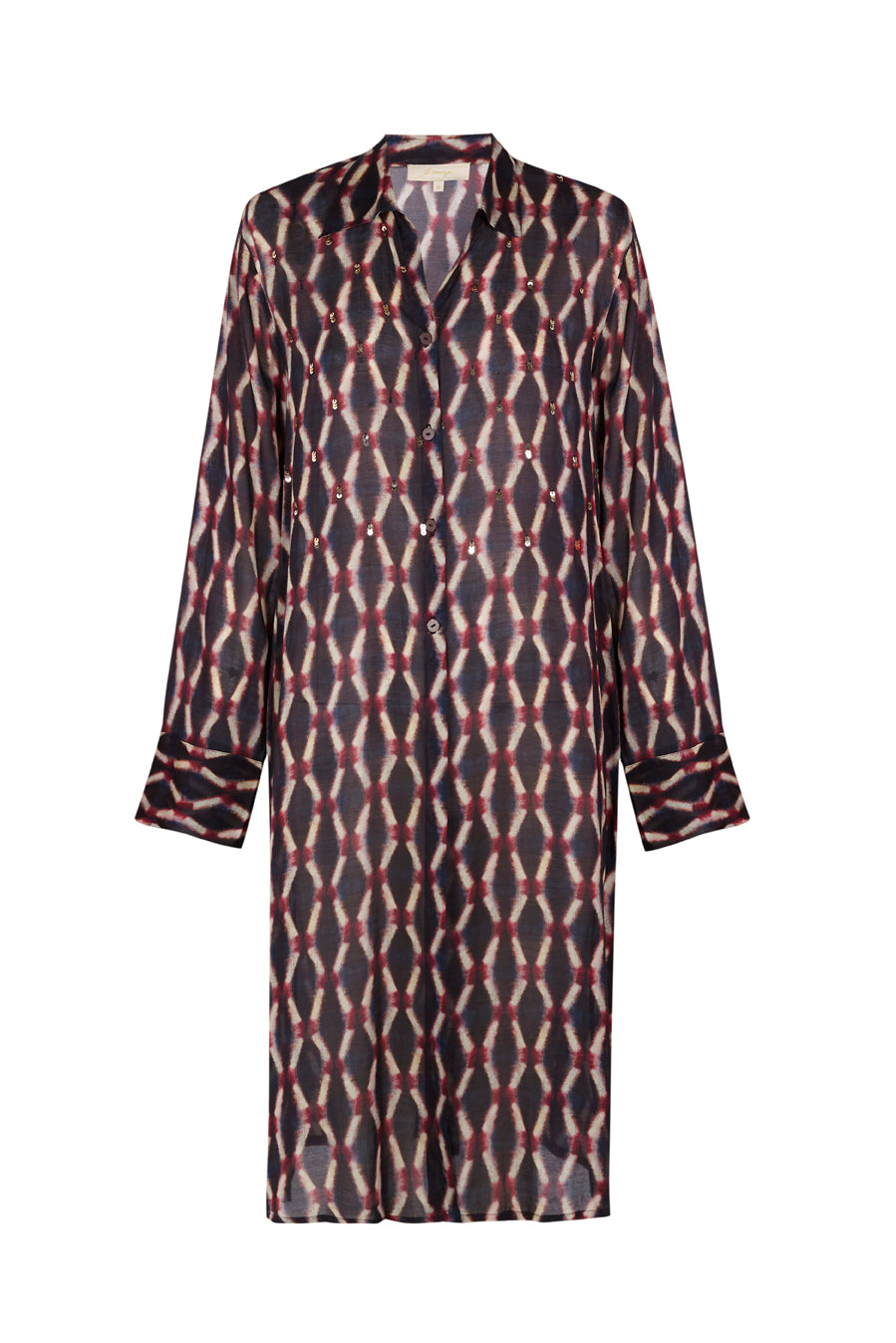 Blusa larga estampada granate