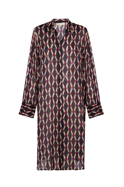 Blusa larga estampada granate