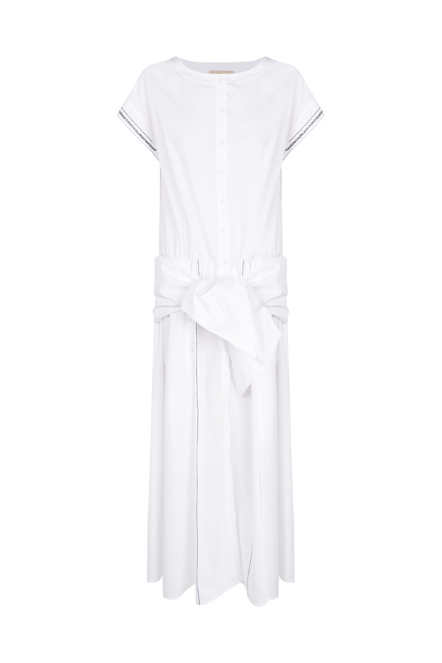 Vestido manga corta popelín blanco