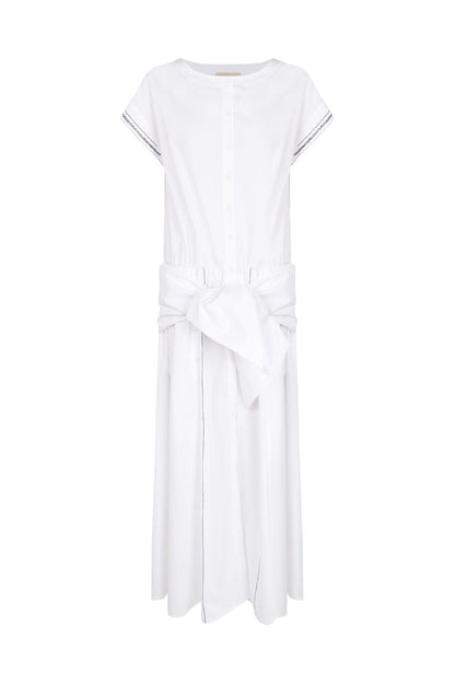 Vestido manga corta popelín blanco