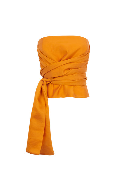 Top con lazo naranja
