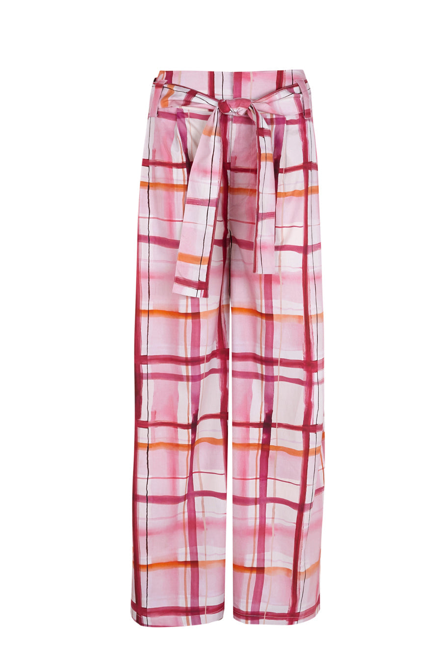 Pantalón popelín cuadros rosa