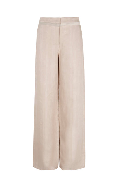 Pantalón con lino beige