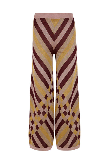 Pantalón de lurex estampado granate