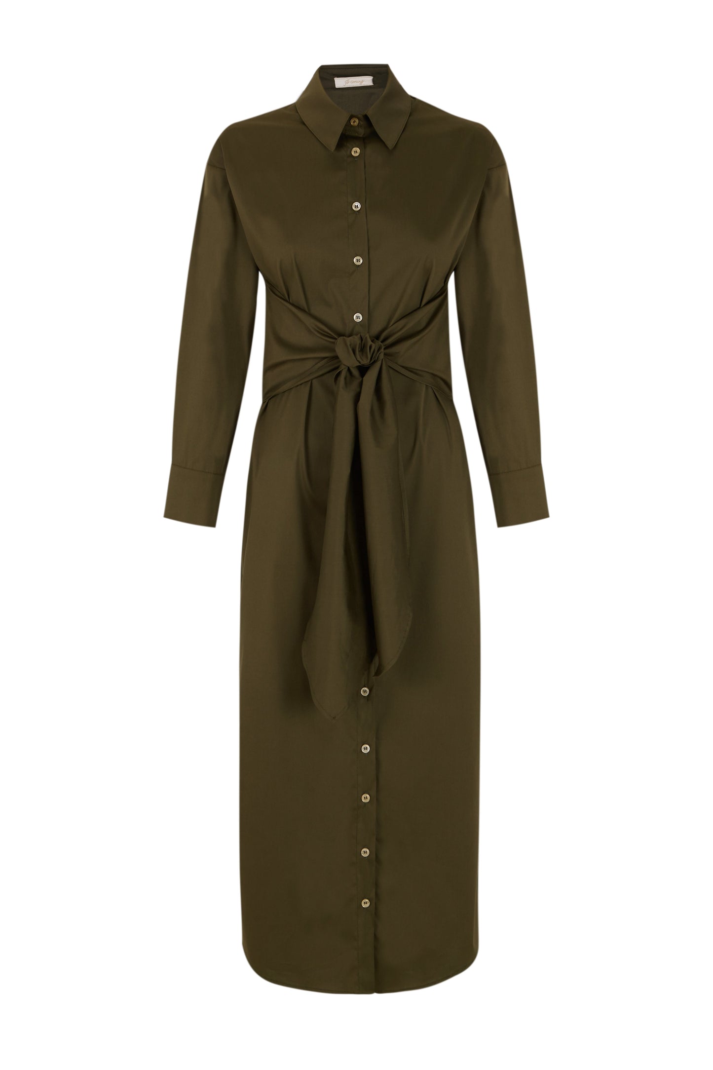 Vestido camisero kaki popelín