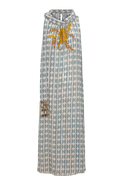 Vestido sin mangas granos café celeste