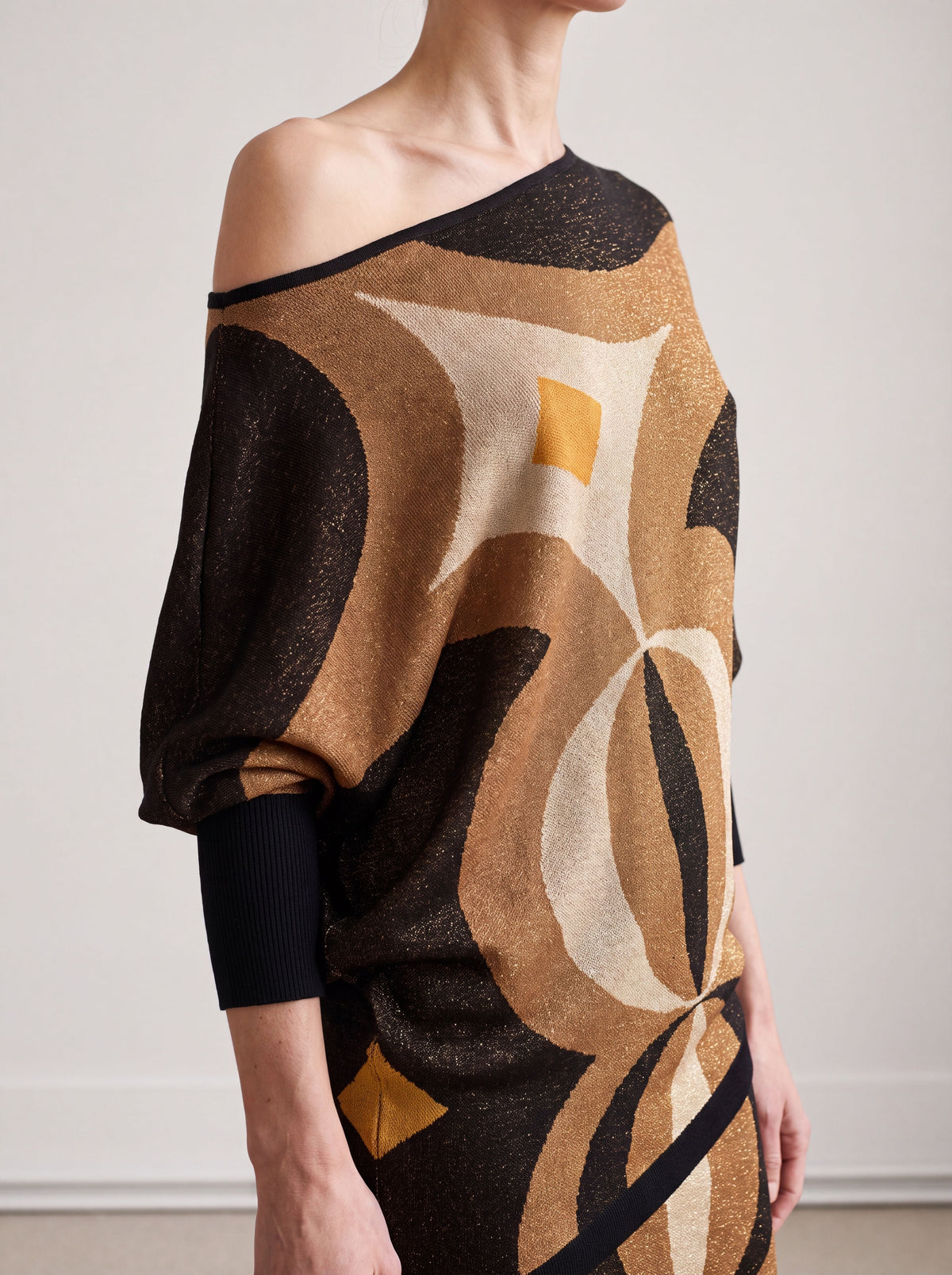 Jersey en jacquard de lurex dorado