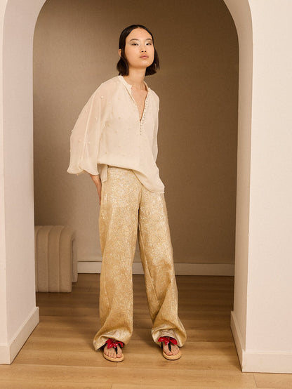 Blusa con apliques marfil