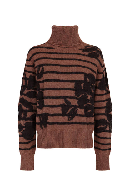 Jersey de cuello alto flores negras