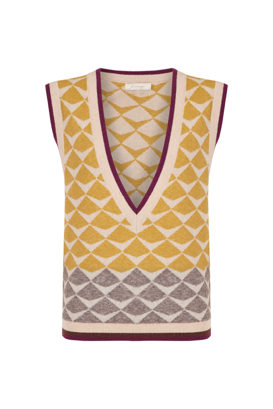 Chaleco greca de intarsia amarillo