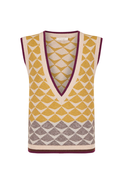 Chaleco greca de intarsia amarillo