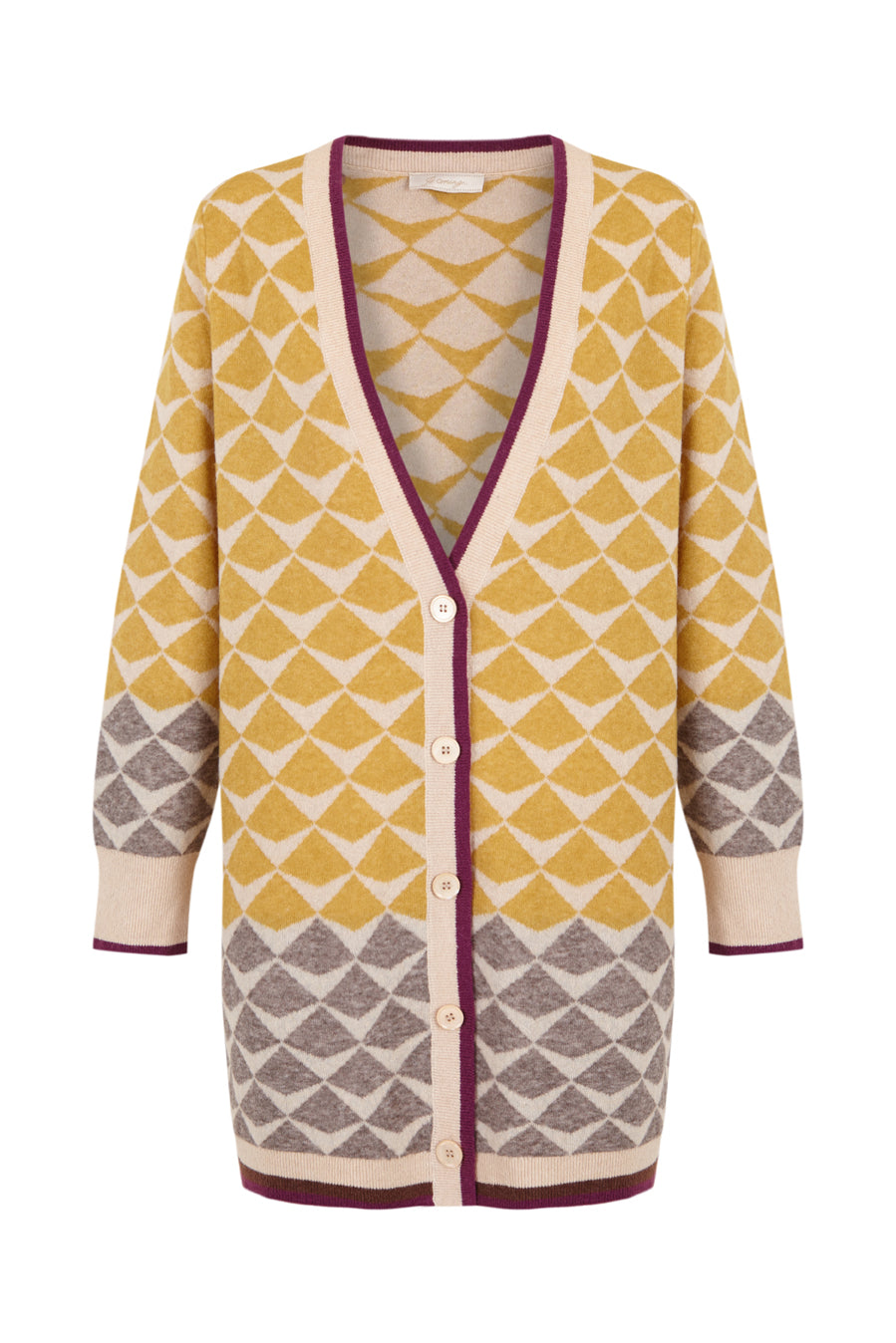 Chaqueta greca de intarsia amarilla