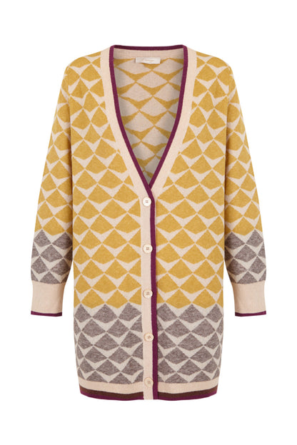 Chaqueta greca de intarsia amarilla