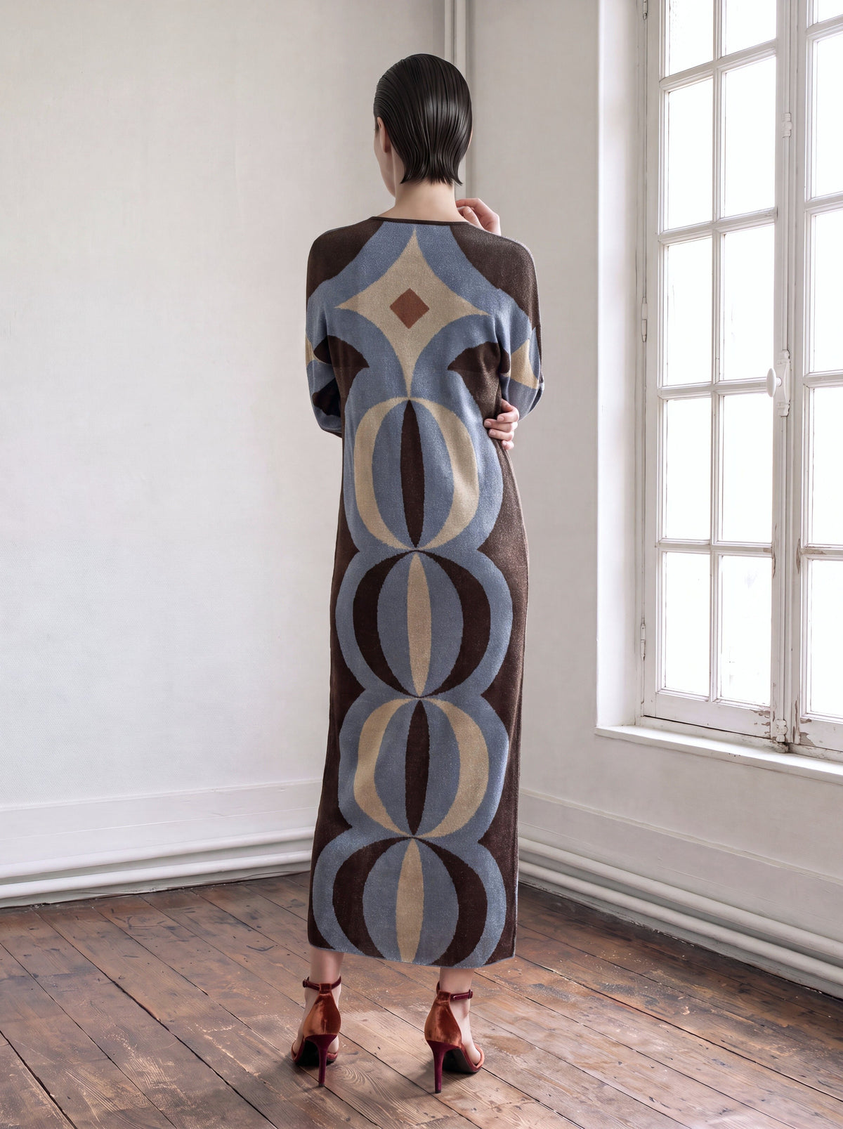 Vestido de jacquard en lurex azul