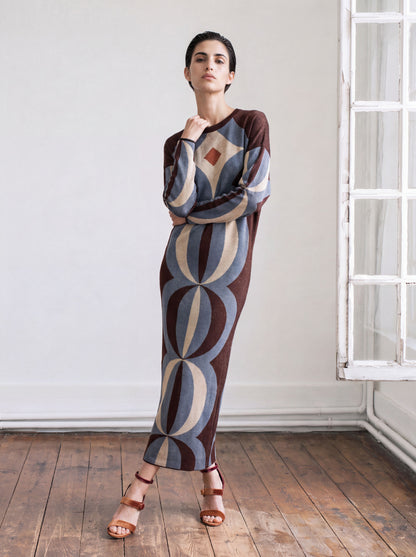 Vestido de jacquard en lurex azul