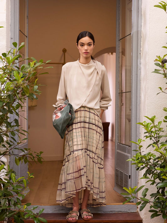 Falda tul cuadros verde