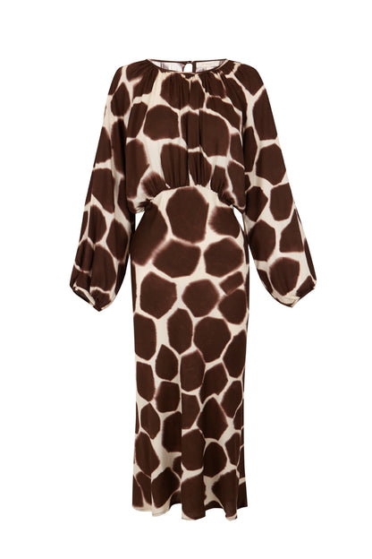 Vestido midi animal print con cinturon