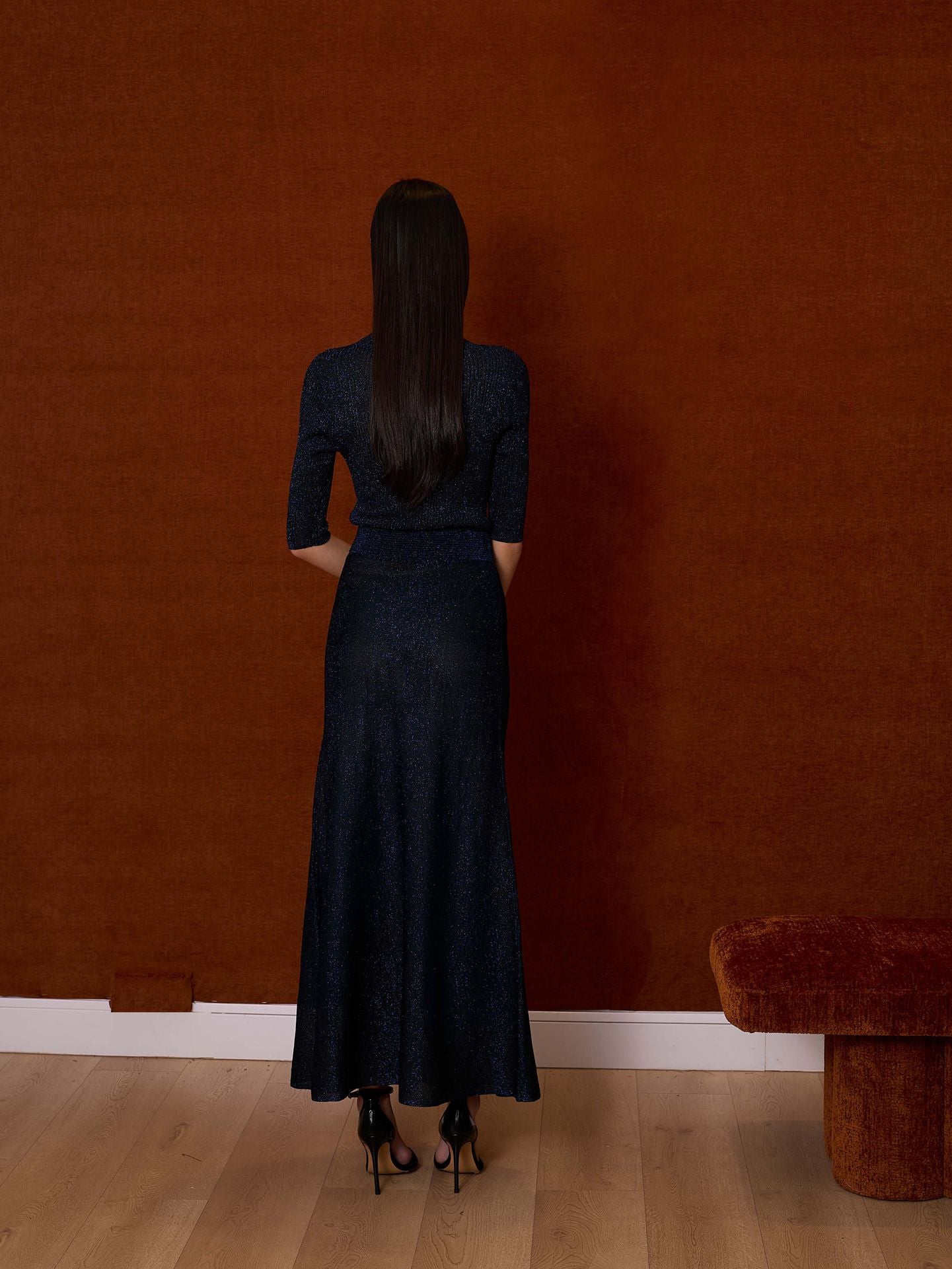 Falda de lurex color noche