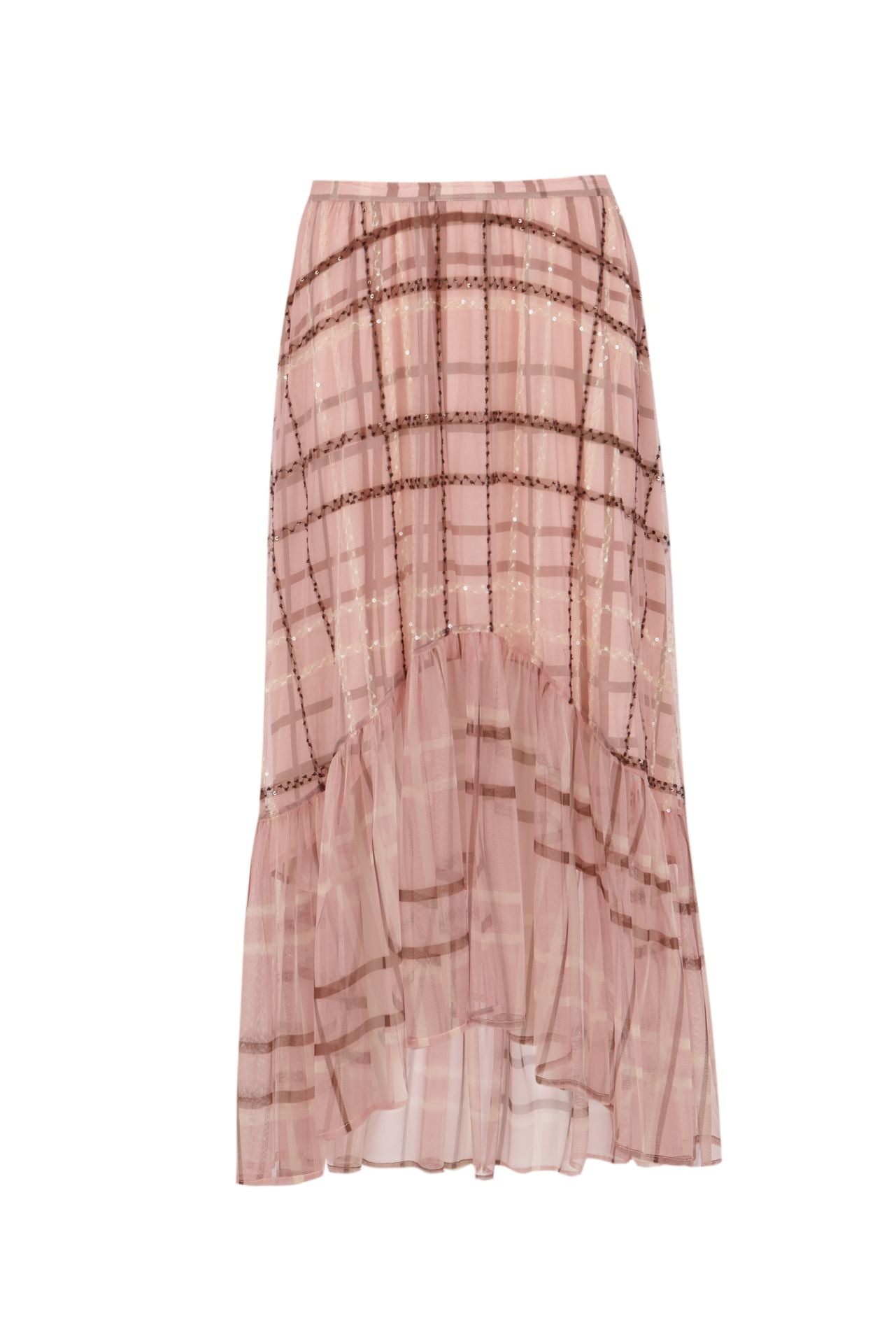 Falda tul cuadros rosa