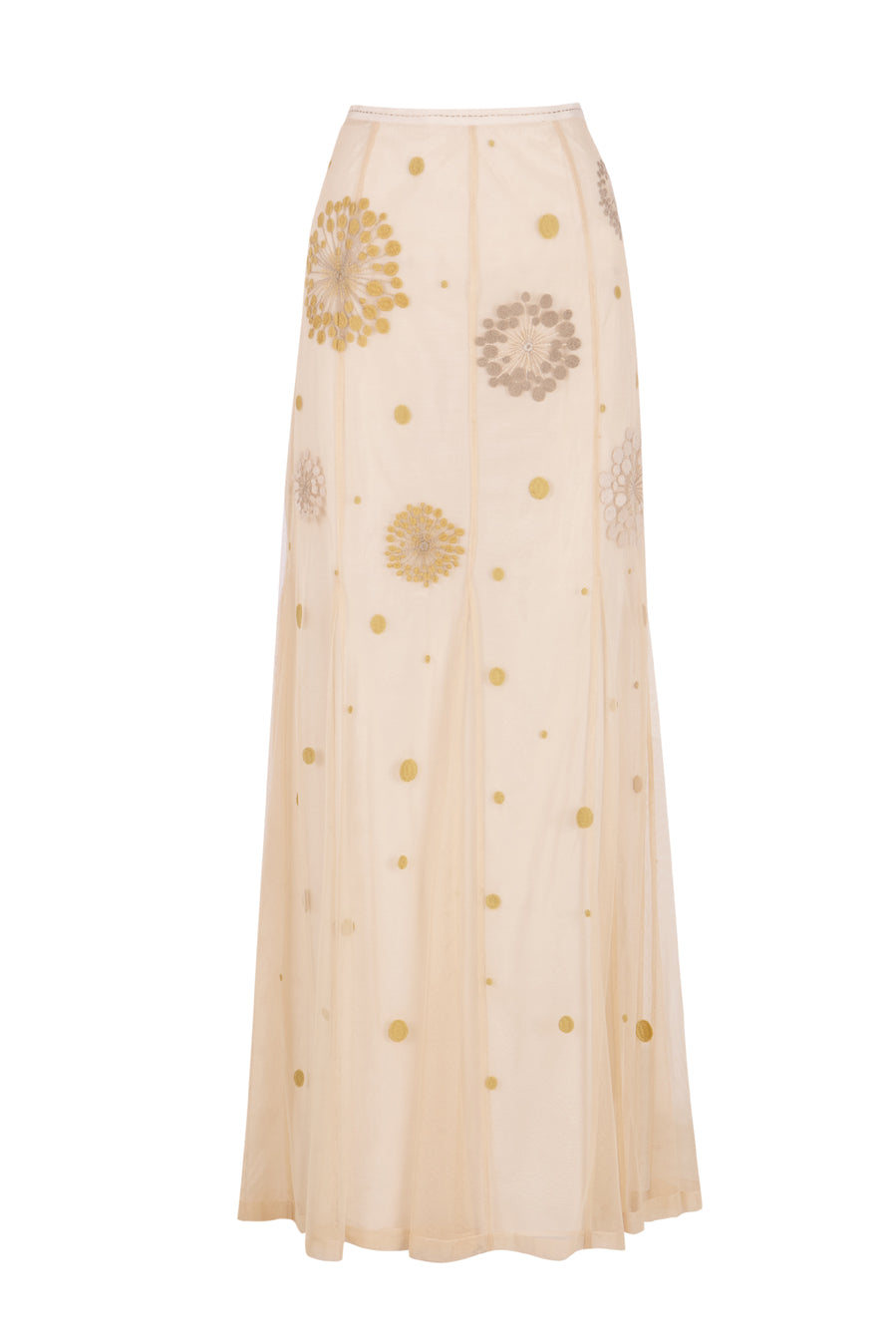 Falda larga de tul marfil