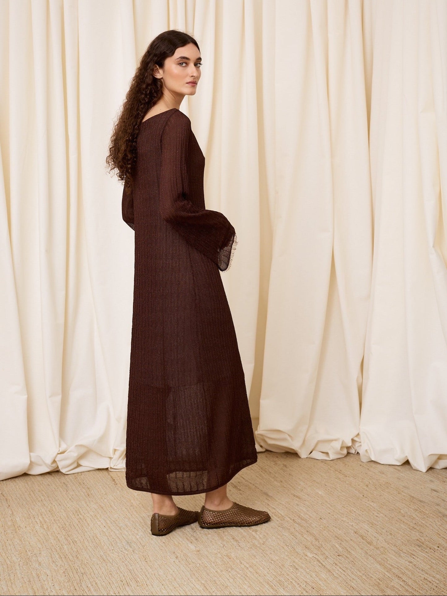 Vestido midi lurex chocolate