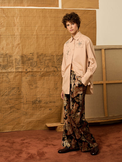 Camisa rosa bordado pedrería