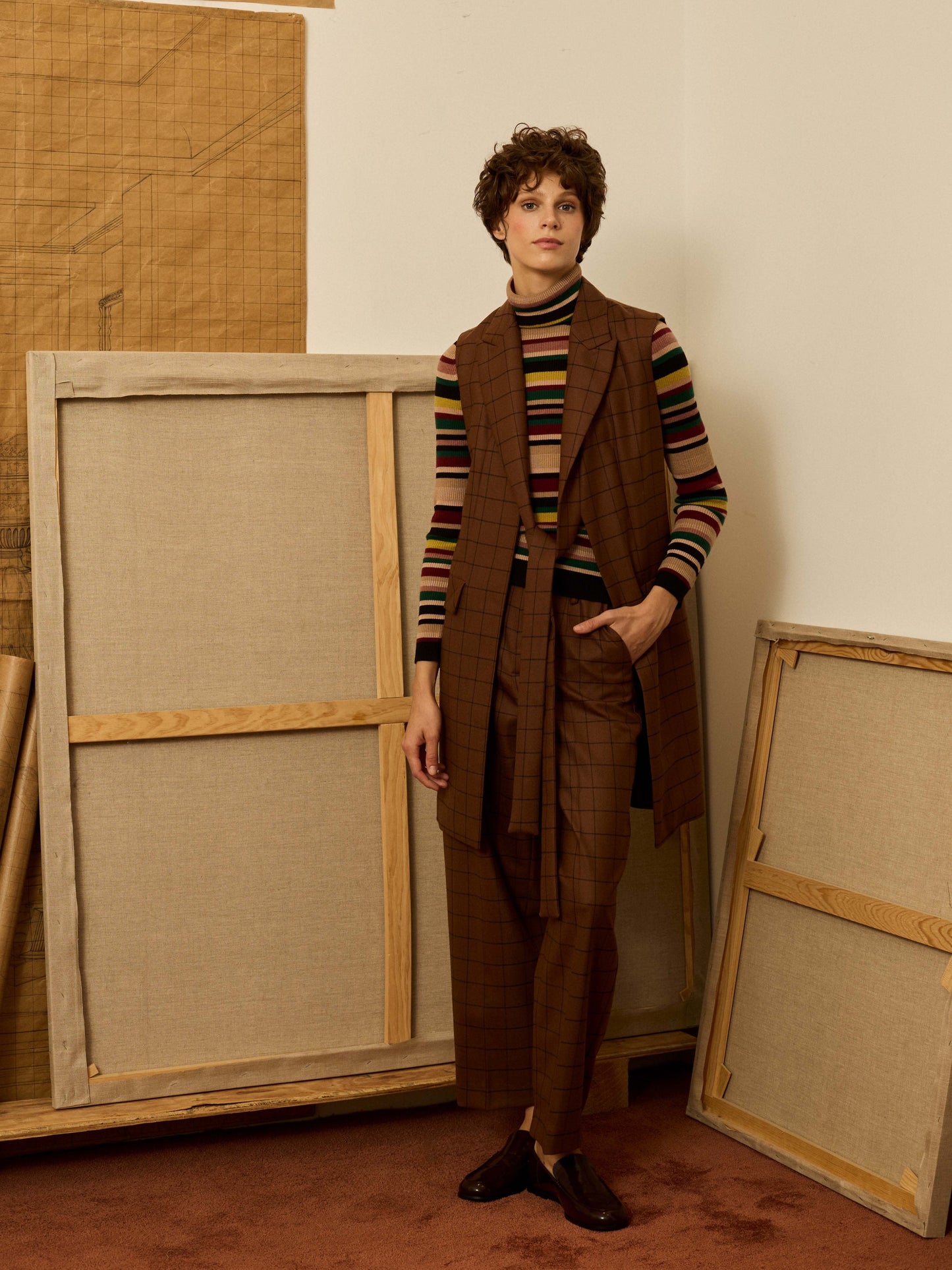 Jersey cuello alto multirayas