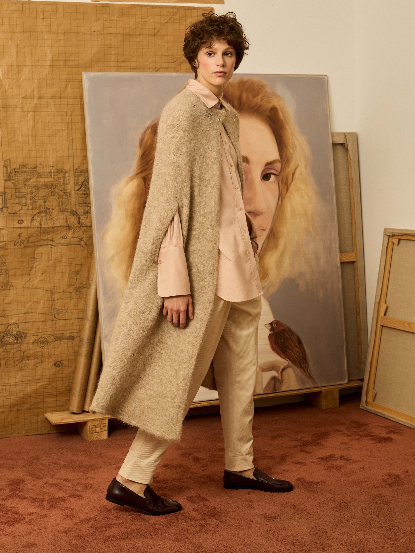 Camisa rosa bordado pedrería