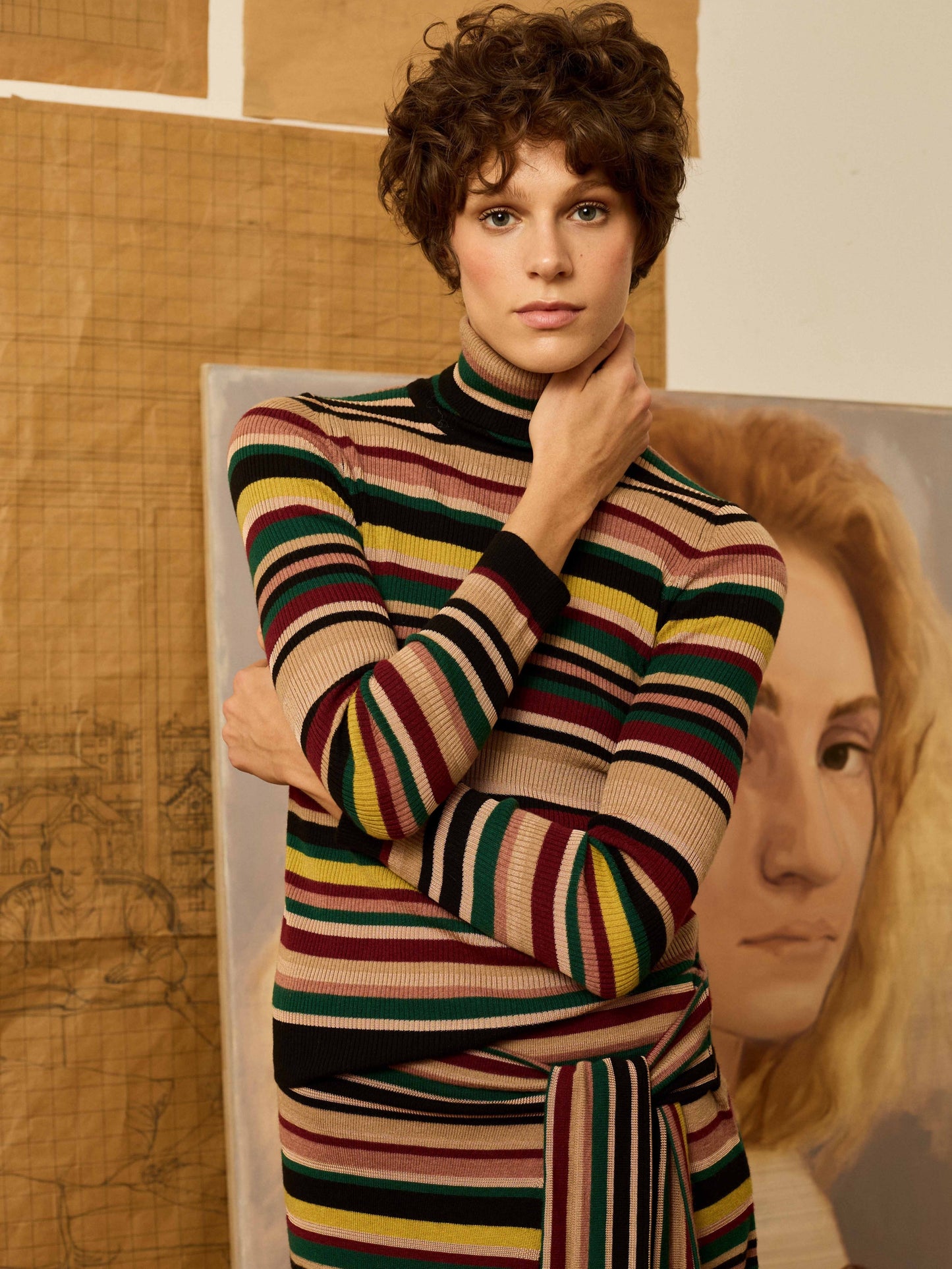 Jersey cuello alto multirayas