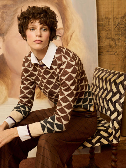 Jersey greca de intarsia marrón