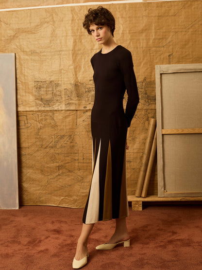 Vestido de punto blanco y negro