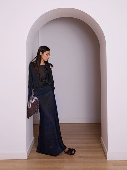 Falda de lurex color noche