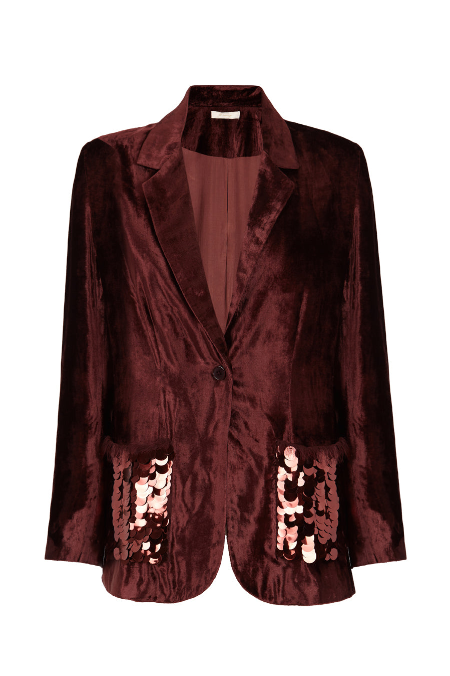 Blazer de terciopelo y lentejuelas marrón