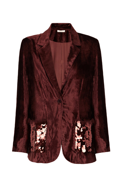 Blazer de terciopelo y lentejuelas marrón
