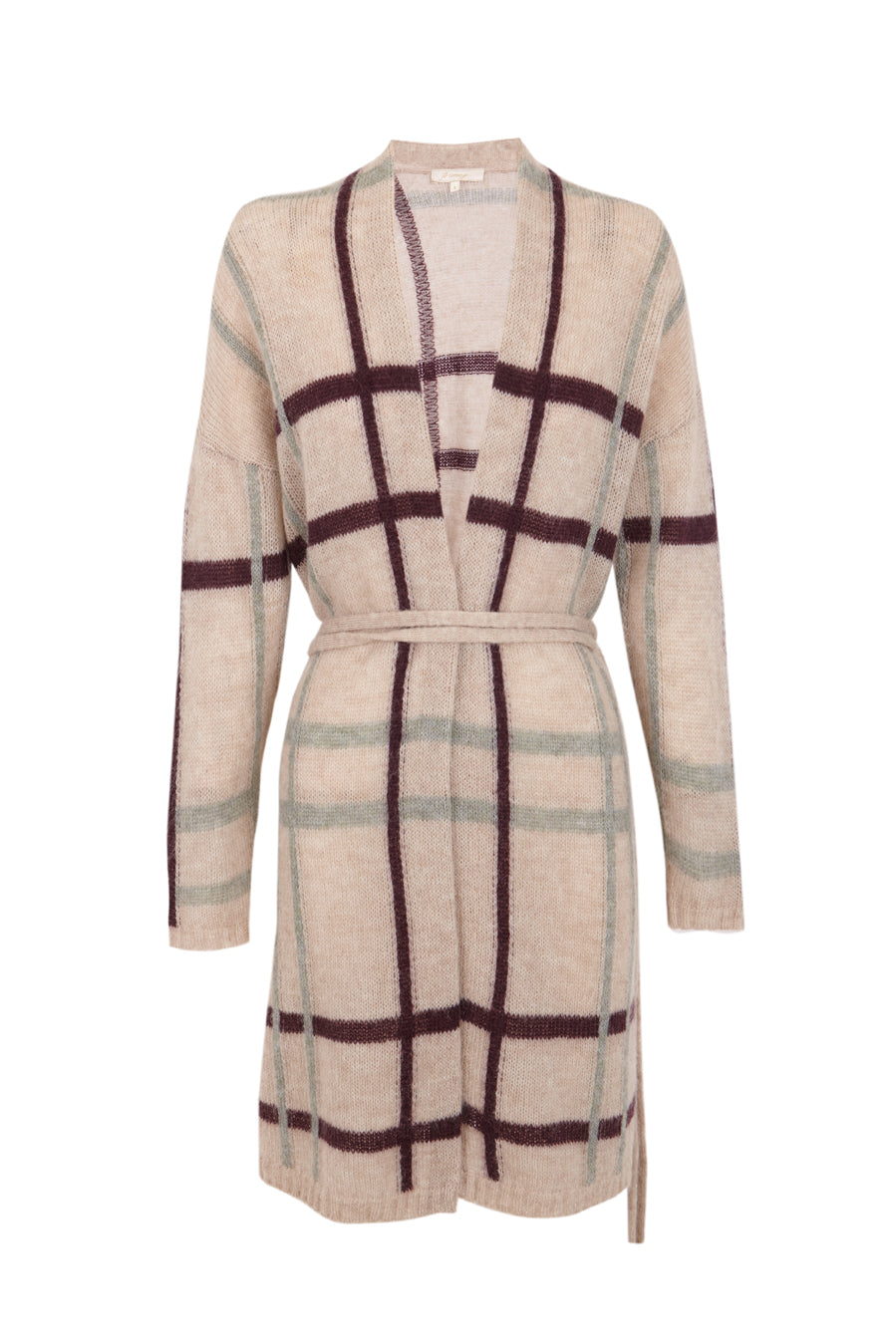 Chaqueta de cuadros color crudo