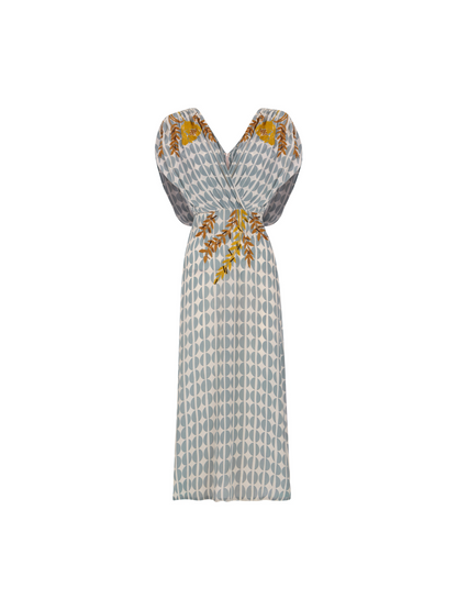 Vestido midi granos café celeste