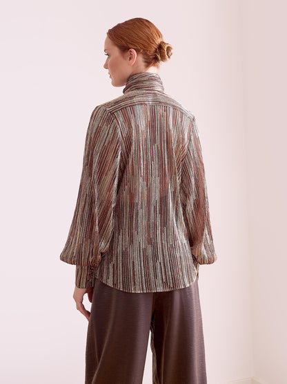 Blusa metalizada marrón