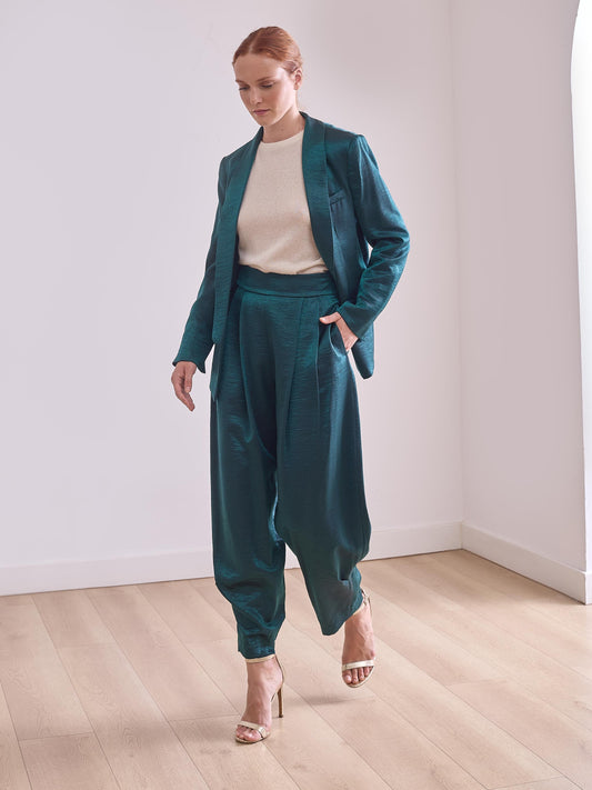 Pantalón de viscosa verde