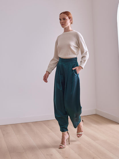 Pantalón de viscosa verde
