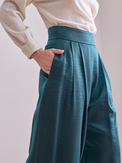 Pantalón de viscosa verde